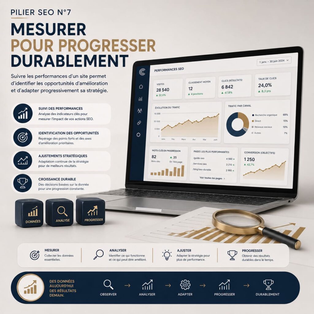 Mesurer pour progresser durablement - Suivre les performances SEO d'un site permet d'identifier les opportunités d'amélioration et d'adapter sa strategie