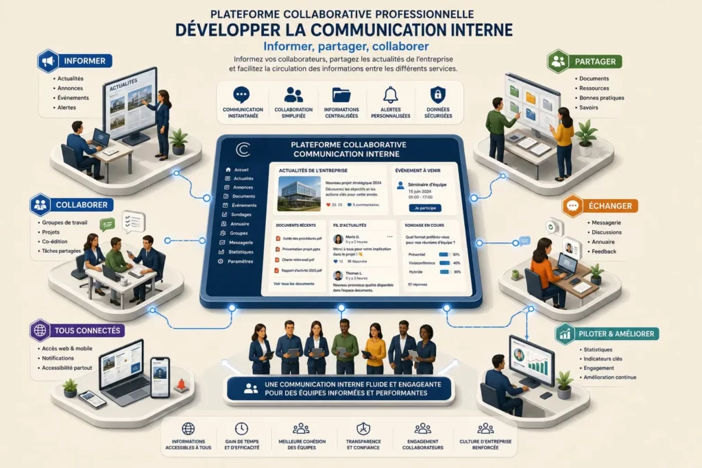 Plateforme collaborative métier pour développer la communication interne une entreprise agence Crealys Montpellier