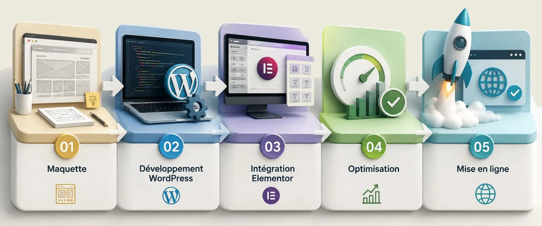 Maquette Développement WordPress Intégration Elementor Optimisation Mise et en ligne
