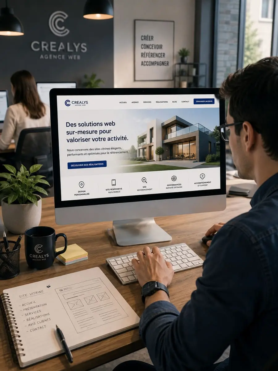 un référencement naturel SEO et GEO intégré des la conception site vitrine de nos clients par l'agence Crealys de Montpellier